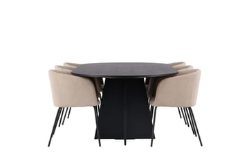 Bootcut Matgruppe 230 cm Rektangulær med 6 Berit stoler - Beige - Møbler - Bord - Spisegruppe