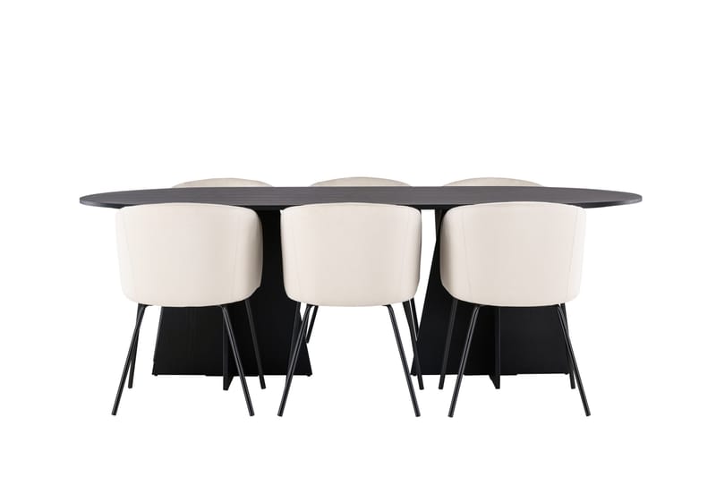 Bootcut Matgruppe 230 cm Rektangulær med 6 Berit stoler, Beige