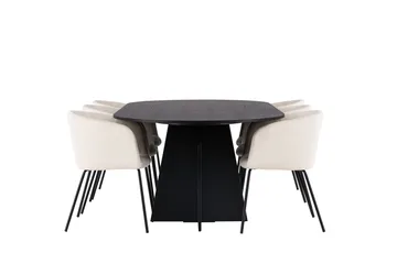 Bootcut Matgruppe 230 cm Rektangulær med 6 Berit stoler - Beige - Møbler - Bord - Spisegruppe