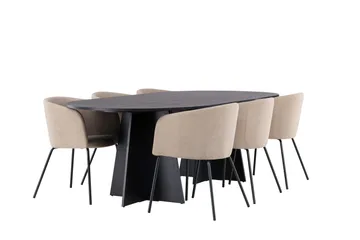 Bootcut Matgruppe 230 cm Rektangulær med 6 Berit stoler - Beige - Møbler - Bord - Spisegruppe