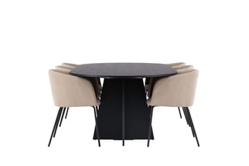 Bootcut Matgruppe 230 cm Rektangulær med 6 Berit stoler - Beige - Møbler - Bord - Spisegruppe