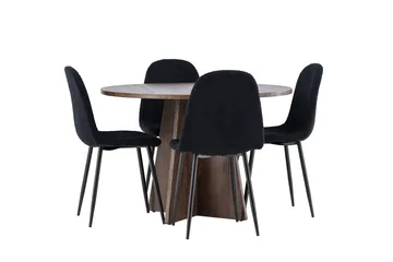 Bootcut Rundt Lite Spisebord 110 cm med 4 Polar Spisestoler - Møbler - Bord - Spisegruppe