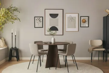 Bootcut Rundt Lite Spisebord i Valnøtt 110 cm med 4 Katy Spisestoler - Møbler - Bord - Spisegruppe