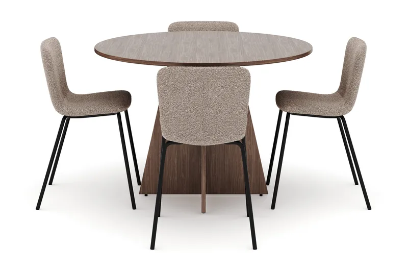 Bootcut Rundt Lite Spisebord i Valnøtt 110 cm med 4 Katy Spisestoler - Møbler - Bord - Spisegruppe