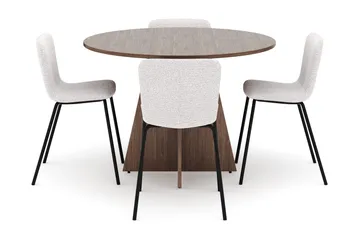 Bootcut Rundt Lite Spisebord i Valnøtt 110 cm med 4 Katy Spisestoler - Møbler - Bord - Spisegruppe