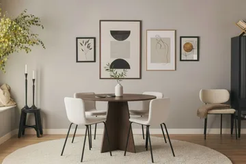 Bootcut Rundt Lite Spisebord i Valnøtt 110 cm med 4 Katy Spisestoler - Møbler - Bord - Spisegruppe