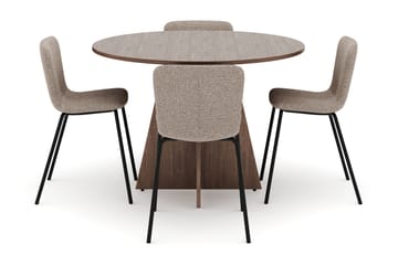 Bootcut Rundt Lite Spisebord i Valnøtt 110 cm med 4 Katy Spisestoler - Møbler - Bord - Spisegruppe