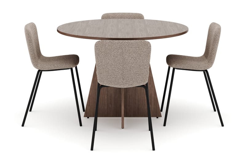 Bootcut Rundt Lite Spisebord i Valnøtt 110 cm med 4 Katy Spisestoler - Møbler - Bord - Spisegruppe