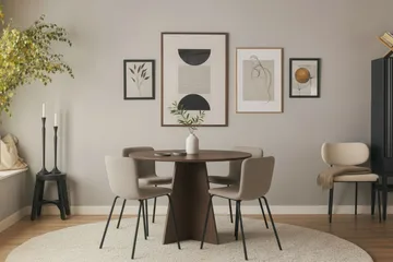 Bootcut Rundt Lite Spisebord i Valnøtt 110 cm med 4 Katy Spisestoler - Møbler - Bord - Spisegruppe