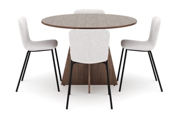 Bootcut Rundt Lite Spisebord i Valnøtt 110 cm med 4 Katy Spisestoler - Møbler - Bord - Spisegruppe