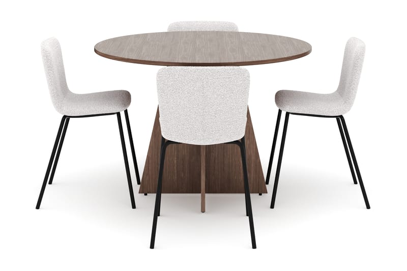Bootcut Rundt Lite Spisebord i Valnøtt 110 cm med 4 Katy Spisestoler - Møbler - Bord - Spisegruppe