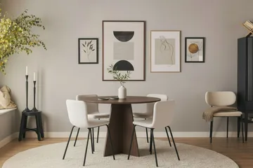 Bootcut Rundt Lite Spisebord i Valnøtt 110 cm med 4 Katy Spisestoler - Møbler - Bord - Spisegruppe