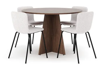 Bootcut Rundt Lite Spisebord i Valnøtt 110 cm med 4 Katy Spisestoler - Møbler - Bord - Spisegruppe