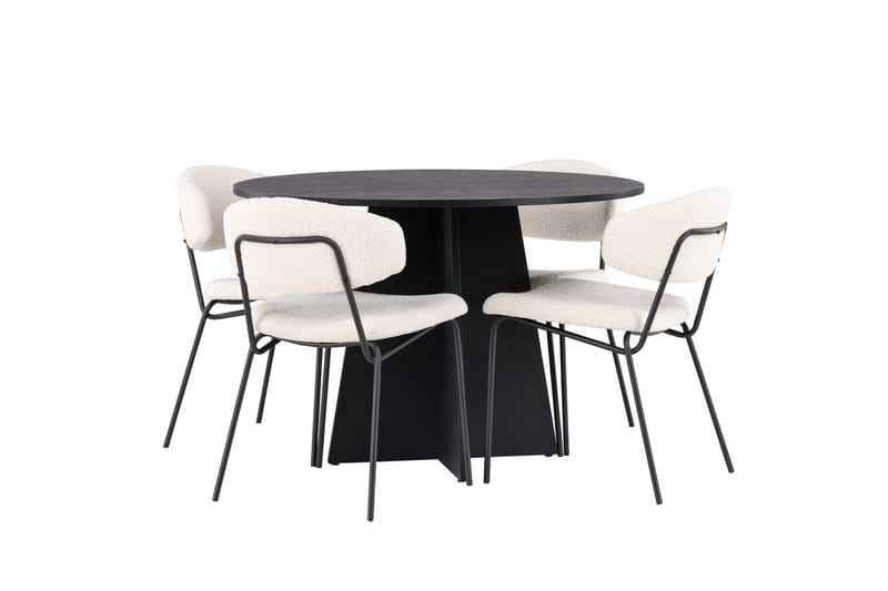 Bootcut spisebord 110 cm rundt med 4 Chico spisestoler - Møbler - Bord - Spisegruppe