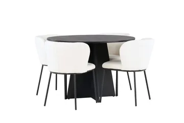 Bootcut spisebord 110 cm rundt med 4 Edina spisestoler - Møbler - Bord - Spisegruppe