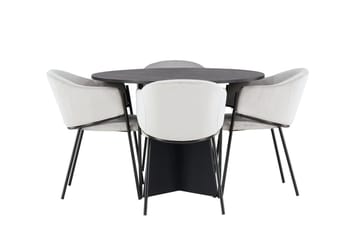 Bootcut spisebord 110 cm rundt med 4 Evelina stoler med armlener - Møbler - Bord - Spisegruppe