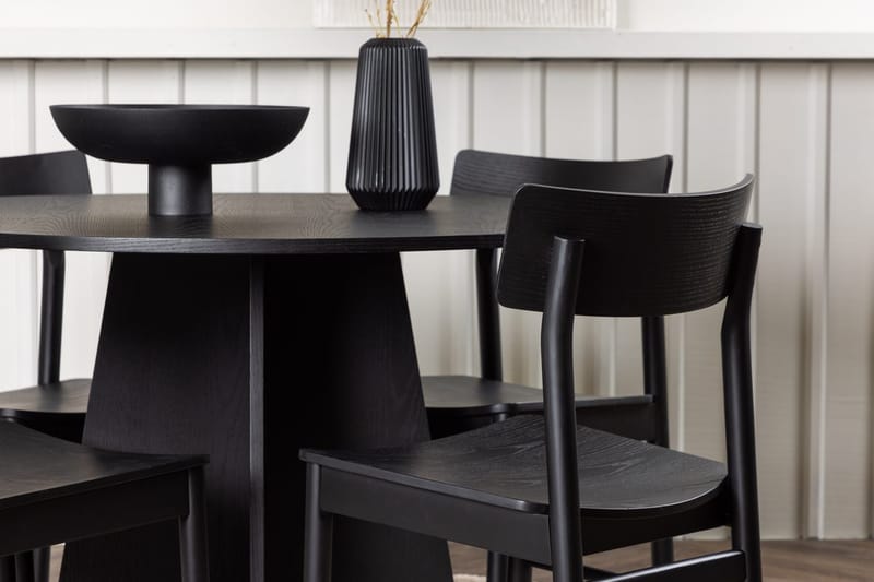 Bootcut spisebord 110 cm rundt med 4 Montros spisestoler - Møbler - Bord - Spisegruppe