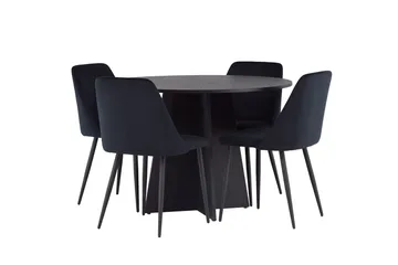 Bootcut spisebord 110 cm rundt med 4 Night spisestoler - Møbler - Bord - Spisegruppe