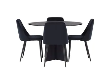 Bootcut spisebord 110 cm rundt med 4 Night spisestoler - Møbler - Bord - Spisegruppe