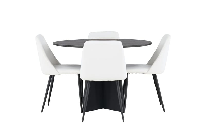 Bootcut spisebord 110 cm rundt med 4 Night spisestoler - Møbler - Bord - Spisegruppe