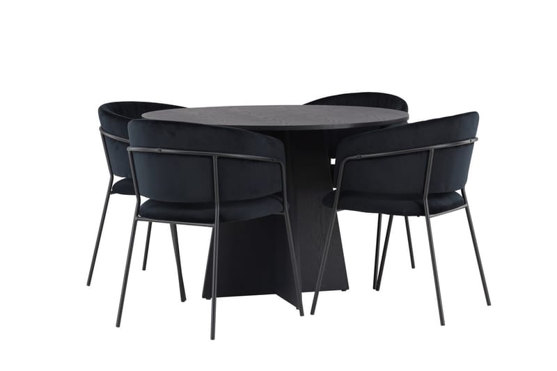 Bootcut Spisebord 110 cm Rundt med 4 Selma Spisestoler - Møbler - Bord - Spisegruppe
