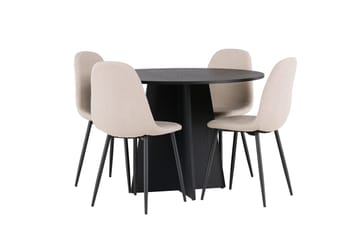 Bootcut spisebord 110 cm rundt med 4 Polar spisestoler - Møbler - Bord - Spisegruppe