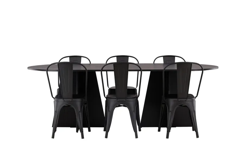 Bootcut Spisebord 230x115 cm med 4 Tempe Stoler, Svart