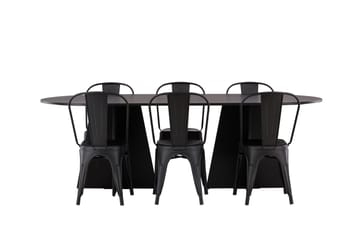 Bootcut Spisebord 230x115 cm med 4 Tempe Stoler - Svart - Møbler - Bord - Spisebord & kjøkkenbord