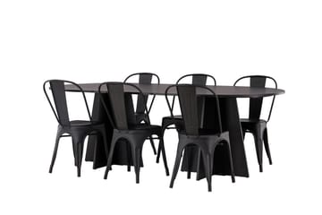 Bootcut Spisebord 230x115 cm med 4 Tempe Stoler - Svart - Møbler - Bord - Spisebord & kjøkkenbord