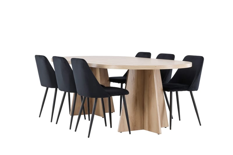 Bootcut spisebord 230x115 cm med 6 Night spisestoler - Møbler - Bord - Spisegruppe