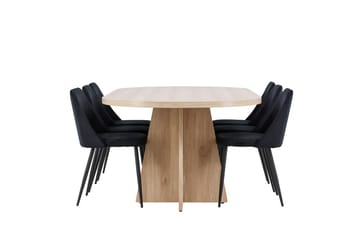 Bootcut spisebord 230x115 cm med 6 Night spisestoler - Møbler - Bord - Spisegruppe