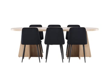 Bootcut spisebord 230x115 cm med 6 Night spisestoler - Møbler - Bord - Spisegruppe
