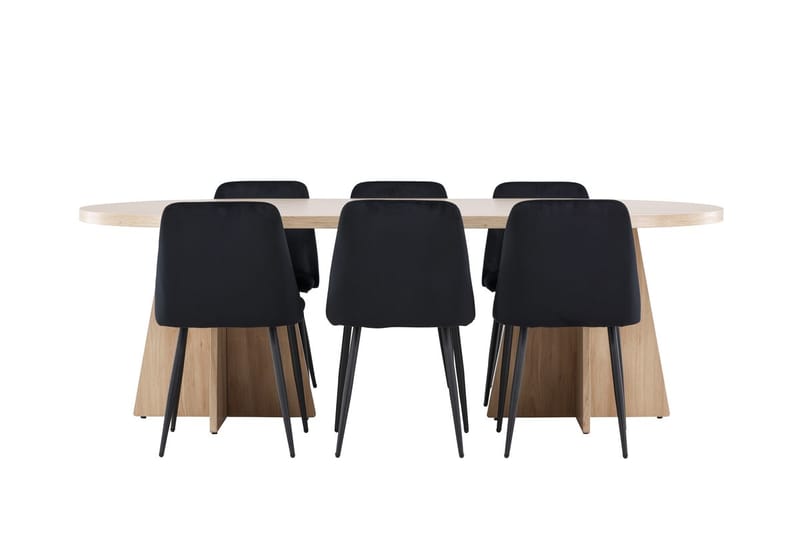 Bootcut spisebord 230x115 cm med 6 Night spisestoler - Møbler - Bord - Spisegruppe