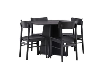 Bootcut Spisegruppe + 4 stoler Rund - Svart - Møbler - Bord - Spisegruppe