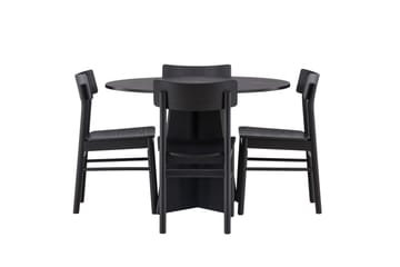 Bootcut Spisegruppe + 4 stoler Rund - Svart - Møbler - Bord - Spisegruppe