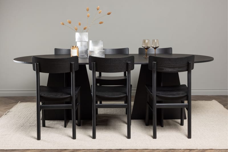 Bootcut Spisegruppe + 6 stoler - Svart - Møbler - Bord - Spisegruppe