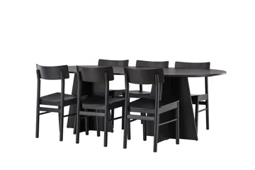 Bootcut Spisegruppe + 6 stoler - Svart - Møbler - Bord - Spisegruppe