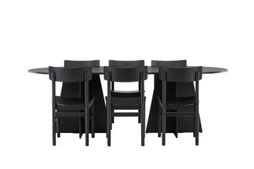 Bootcut Spisegruppe + 6 stoler - Svart - Møbler - Bord - Spisegruppe