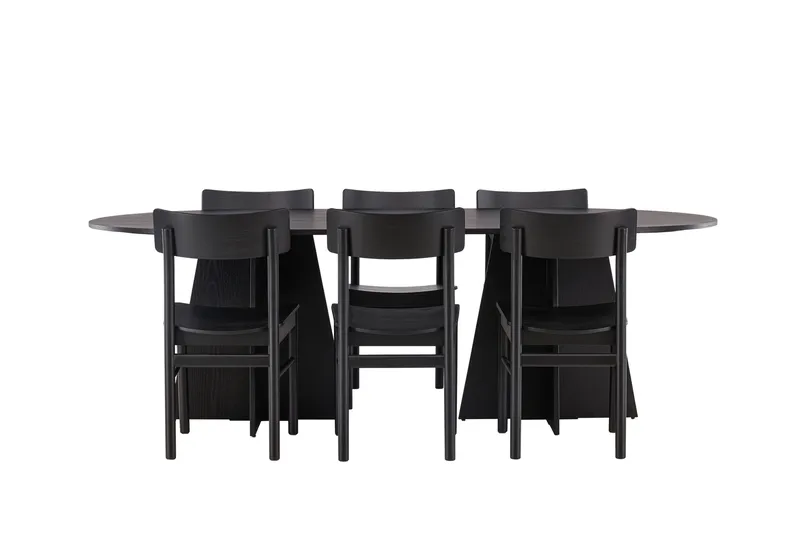 Bootcut Spisegruppe + 6 stoler, Svart