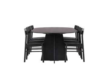 Bootcut Spisegruppe + 6 stoler - Svart - Møbler - Bord - Spisegruppe