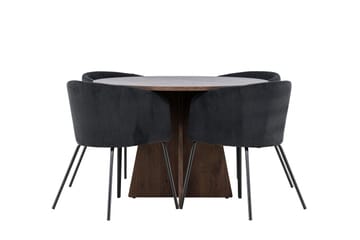 Bootcut Spisegruppe 110 cm Rund med 4 Berit stoler - Mocca/Svart - Møbler - Bord - Spisegruppe