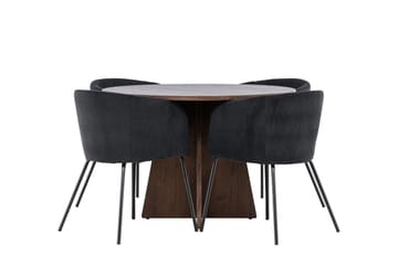 Bootcut Spisegruppe 110 cm Rund med 4 Berit stoler - Mocca/Svart - Møbler - Bord - Spisegruppe
