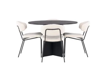 Bootcut Spisegruppe 110 cm Rund med 4 Chico Stoler - Sort - Møbler - Bord - Spisegruppe