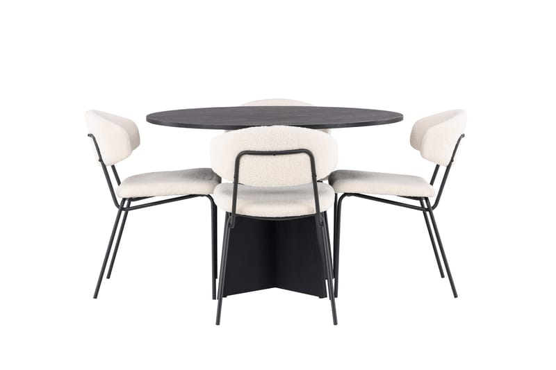 Bootcut Spisegruppe 110 cm Rund med 4 Chico Stoler - Sort - Møbler - Bord - Spisegruppe