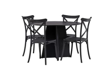 Bootcut Spisegruppe 110 cm Rund med 4 Crosett Stoler - Sort - Møbler - Bord - Spisegruppe