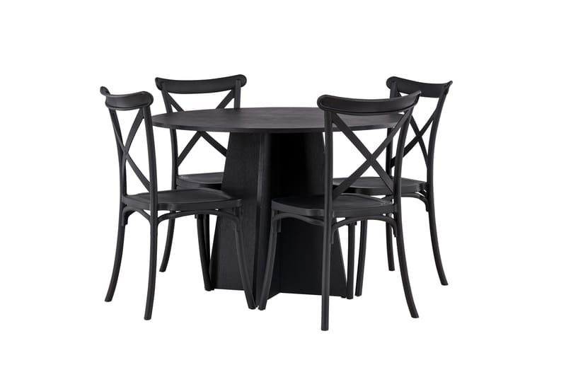 Bootcut Spisegruppe 110 cm Rund med 4 Crosett Stoler - Sort - Møbler - Bord - Spisegruppe