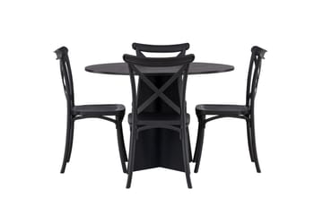 Bootcut Spisegruppe 110 cm Rund med 4 Crosett Stoler - Sort - Møbler - Bord - Spisegruppe