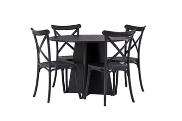Bootcut Spisegruppe 110 cm Rund med 4 Crosett Stoler - Sort - Møbler - Bord - Spisegruppe