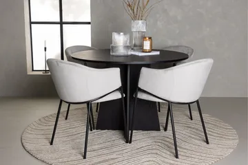 Bootcut Spisegruppe 110 cm Rund med 4 Evelina Stoler - Sort - Møbler - Bord - Spisegruppe