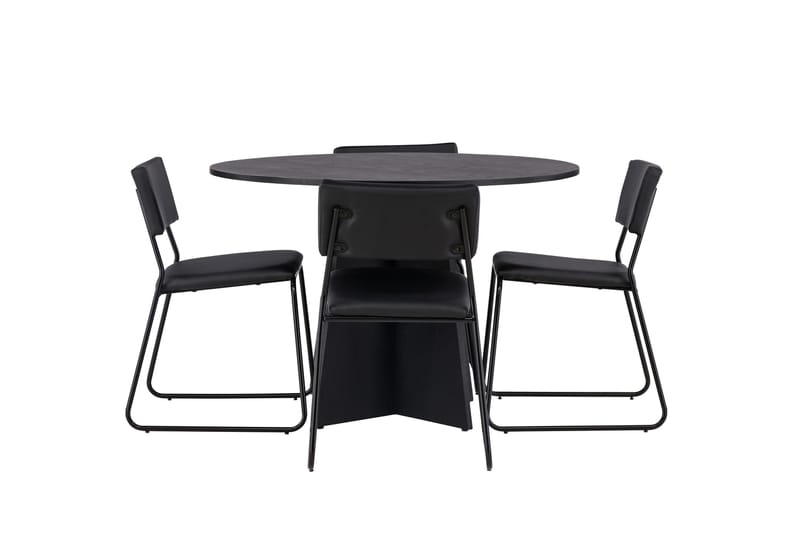 Bootcut Spisegruppe 110 cm Rund med 4 Kenth Stoler, Sort